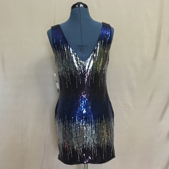 NWT Blue, Purple, and Silver Sequin Mini Dress - Picture 4 of 5